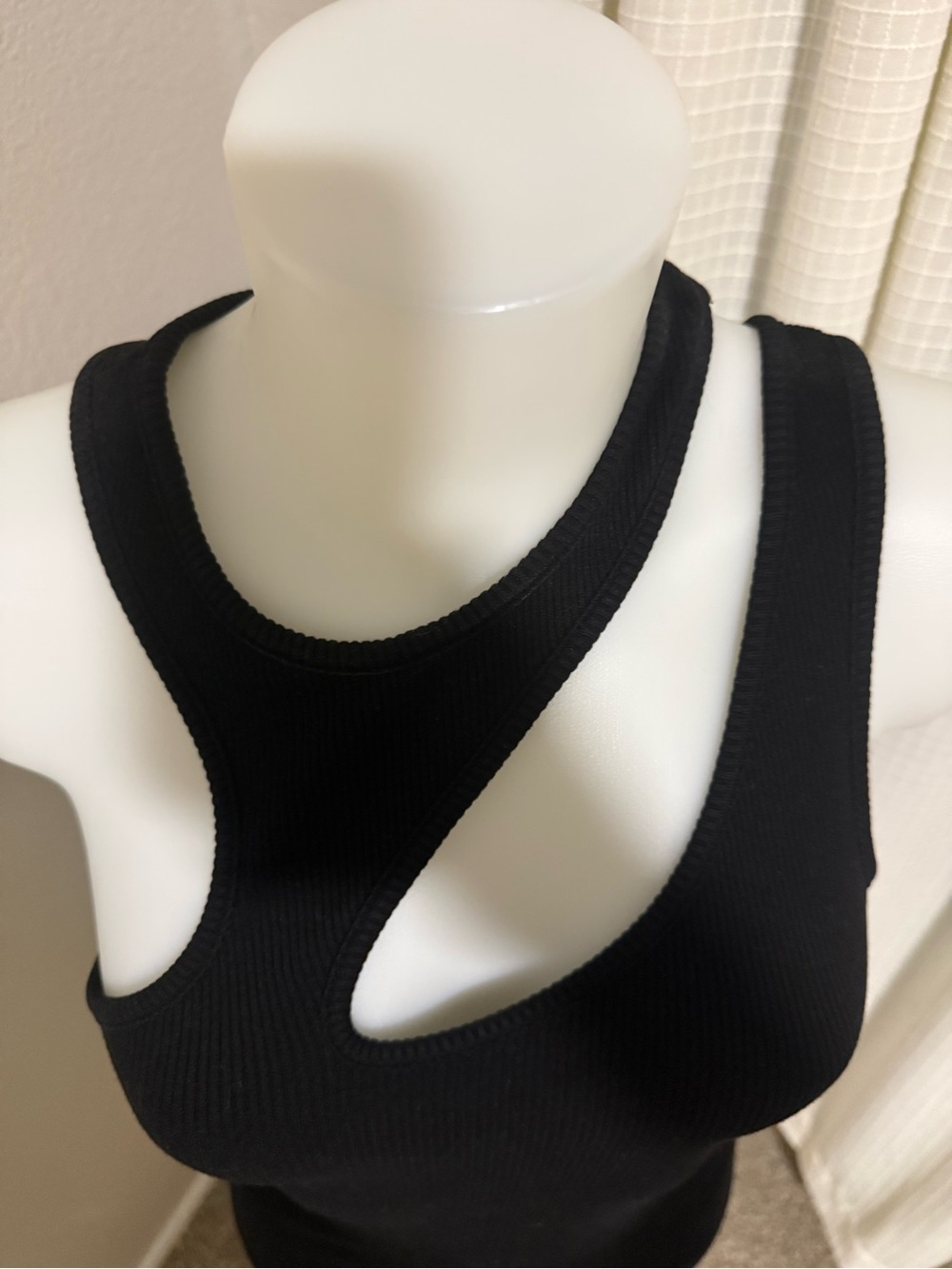 Agolde Athena Black Asymmetric Cutout Ribbed Tank - Picture 5 of 7